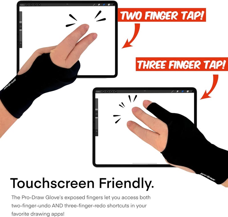 Pro-Draw Artist Glove for iPad, Drawing Tablet, Sketching // Two & Three Finger Tap // Right or Left Hand - Image 3